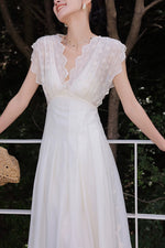 Load image into Gallery viewer, Tencel Eyelet Empire Maxi Dress in Cream