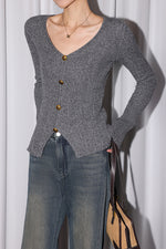 Load image into Gallery viewer, Textured Split Hem Top in Grey