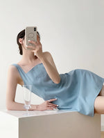 Load image into Gallery viewer, Mini Line Shift Dress in Blue