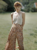 Load image into Gallery viewer, Printed Slit Tie Trousers in Orange