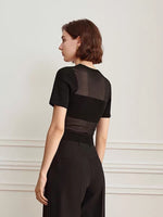Load image into Gallery viewer, Tencel Sheer Panel Top in Black