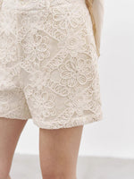 Load image into Gallery viewer, Floral Embroidered Shorts in Cream