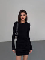 Load image into Gallery viewer, Mini Shirring Bodycon Dress in Black