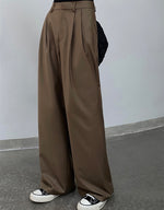 Load image into Gallery viewer, Classic Wide Leg Hook Trousers in Brown