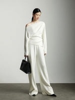Load image into Gallery viewer, High Rise Relaxed Knit Pants in White