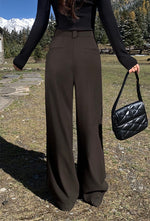 Load image into Gallery viewer, Relaxed Wide Leg Hook Trousers in Brown