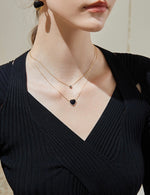 Load image into Gallery viewer, Double Chain Heart Diamante Necklace
