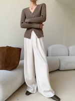 Load image into Gallery viewer, Cross Over Ribbed Top in Brown