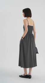 Load image into Gallery viewer, Tailored Pocket Cami Dress in Grey