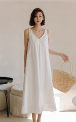 Load image into Gallery viewer, Knot Pocket Midi Tent Dress in White