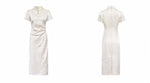 Load image into Gallery viewer, Classic Midi Cheongsam Dress in White
