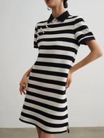 Load image into Gallery viewer, Striped Pankou Polo Dress in Black/White