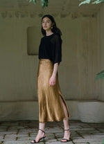 Load image into Gallery viewer, Textured Mermaid Slip Skirt in Gold
