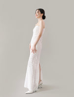 Load image into Gallery viewer, Floral Lace Bustier Maxi Dress in White