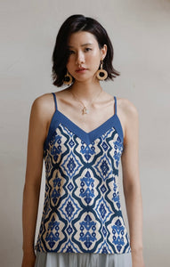 Satin Printed Camisole in Blue
