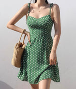Load image into Gallery viewer, Mallorca Floral Cami Tie Strap Mini Dress in Green