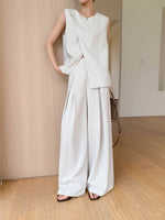 Load image into Gallery viewer, Light Tweed Top + Trousers Set in Cream