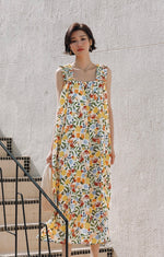 Load image into Gallery viewer, Floral Gathered Strap Maxi Dress in Multi