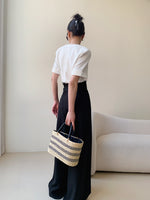 Load image into Gallery viewer, High Waist Wide Leg Fold Trousers in Black