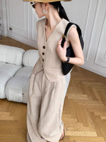 Load image into Gallery viewer, Linen Tuxedo Vest in Khaki