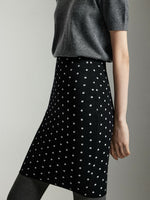 Load image into Gallery viewer, Polka Bodycon Knit Skirt in Black
