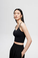 Load image into Gallery viewer, Shelf Bra Cropped Cami Top in Black
