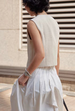Load image into Gallery viewer, Textured Linen Vest in Cream