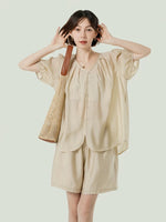 Load image into Gallery viewer, Crepe Blouson Top + Shorts Set