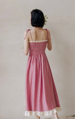 Load image into Gallery viewer, Tie Strap Smocked Dress in Pink
