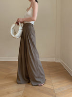 Load image into Gallery viewer, High Waist Wide Flare Leg Hook Trousers in Khaki