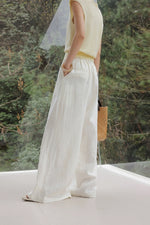 Load image into Gallery viewer, Sleeveless Collar Top // Wide Leg Trousers in White