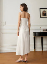 Load image into Gallery viewer, Asymmetric Cami Slip Dress in White