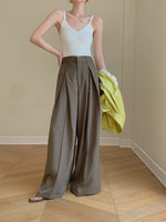 Load image into Gallery viewer, High Waist Wide Flare Leg Hook Trousers in Khaki