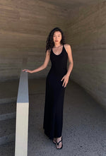Load image into Gallery viewer, Racer Back Tank Maxi Dress in Black