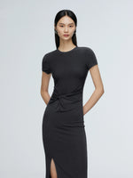 Load image into Gallery viewer, Twist Slit Tee Dress in Grey