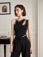Load image into Gallery viewer, Asymmetric Sheer Edge Top in Black