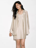 Load image into Gallery viewer, Tencel Blend Sheen Shirt in Oat Beige