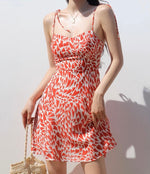 Load image into Gallery viewer, Loveheart Tie Strap Mini Dress in Orange