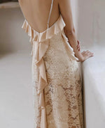Load image into Gallery viewer, Drop Back Lace Maxi Dress in Cream