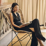 Load image into Gallery viewer, Open Back Maxi Slit Dress in Black