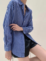 Load image into Gallery viewer, Oversized Striped Shirt in Blue