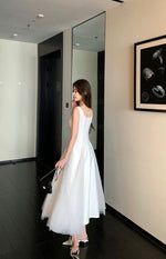 Load image into Gallery viewer, Tulle Flare Stretch Dress in White