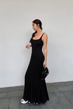Load image into Gallery viewer, Stretch Mermaid Pleat Dress in Black