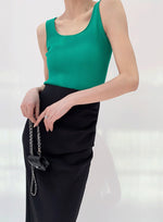 Load image into Gallery viewer, Ribbed U Neck Tank in Green