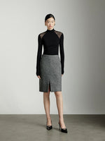 Load image into Gallery viewer, Sheer Panel High Neck Top in Black