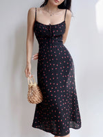 Load image into Gallery viewer, Boysenberry Printed Midi Dress in Black