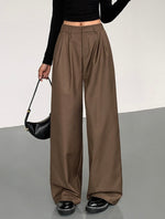 Load image into Gallery viewer, Classic Wide Leg Hook Trousers in Brown