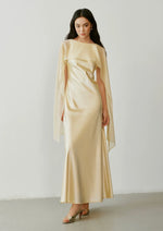 Load image into Gallery viewer, Multi-Way Sheer Drape Satin Gown in Yellow