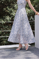 Load image into Gallery viewer, Floral Bustier Cami Dress in White/Blue