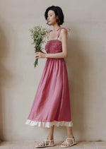 Load image into Gallery viewer, Tie Strap Smocked Dress in Pink